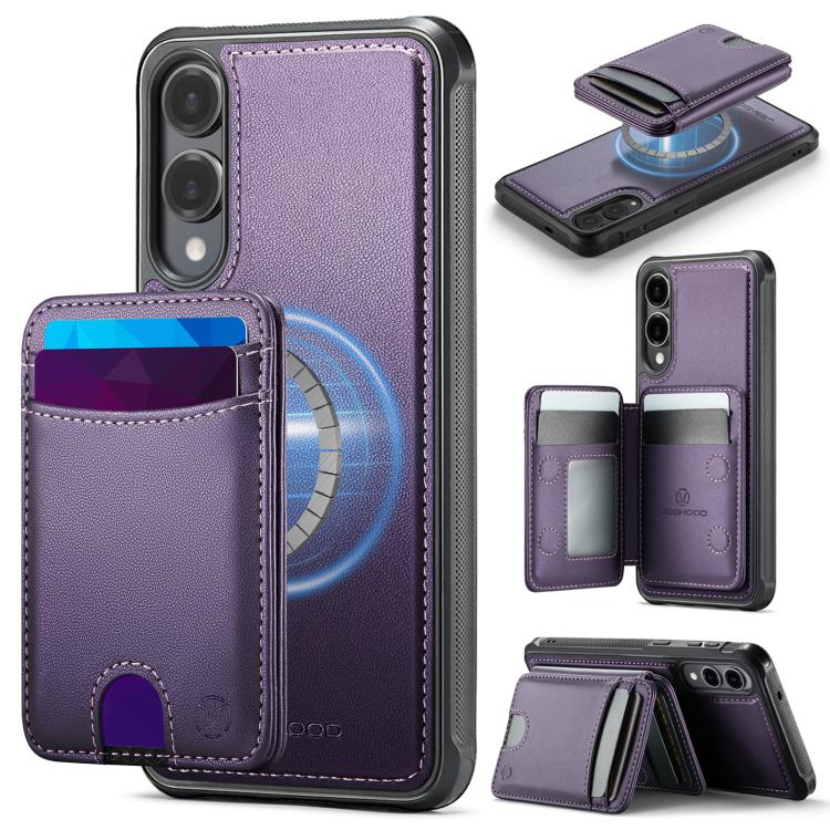 JEEHOOD J10 Flip Card Bag MagSafe Split RFID Leather Phone Case, For Galaxy S26 FE 5G, For Samsung Galaxy S26+ 5G, For Samsung Galaxy S26 Ultra 5G, For Samsung Galaxy S26 5G, For Galaxy S25 FE 5G, For Samsung Galaxy S25 Edge 5G, For Samsung Galaxy S25 ...