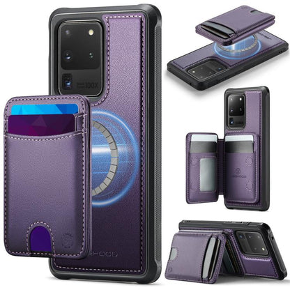 JEEHOOD J10 Flip Card Bag MagSafe Split RFID Leather Phone Case, For Samsung Galaxy S22 Ultra 5G, For Samsung Galaxy S22+ 5G, For Samsung Galaxy S22 5G, For Samsung Galaxy S21 FE 5G, For Samsung Galaxy S20 Ultra 5G, For Samsung Galaxy S20+ 5G          ...