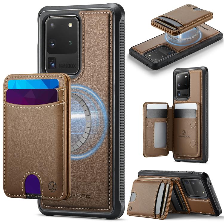 JEEHOOD J10 Flip Card Bag MagSafe Split RFID Leather Phone Case, For Samsung Galaxy S22 Ultra 5G, For Samsung Galaxy S22+ 5G, For Samsung Galaxy S22 5G, For Samsung Galaxy S21 FE 5G, For Samsung Galaxy S20 Ultra 5G, For Samsung Galaxy S20+ 5G          ...