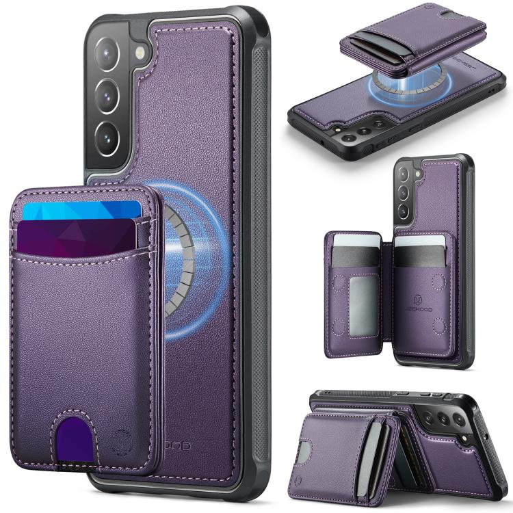 JEEHOOD J10 Flip Card Bag MagSafe Split RFID Leather Phone Case, For Samsung Galaxy S22 Ultra 5G, For Samsung Galaxy S22+ 5G, For Samsung Galaxy S22 5G, For Samsung Galaxy S21 FE 5G, For Samsung Galaxy S20 Ultra 5G, For Samsung Galaxy S20+ 5G          ...