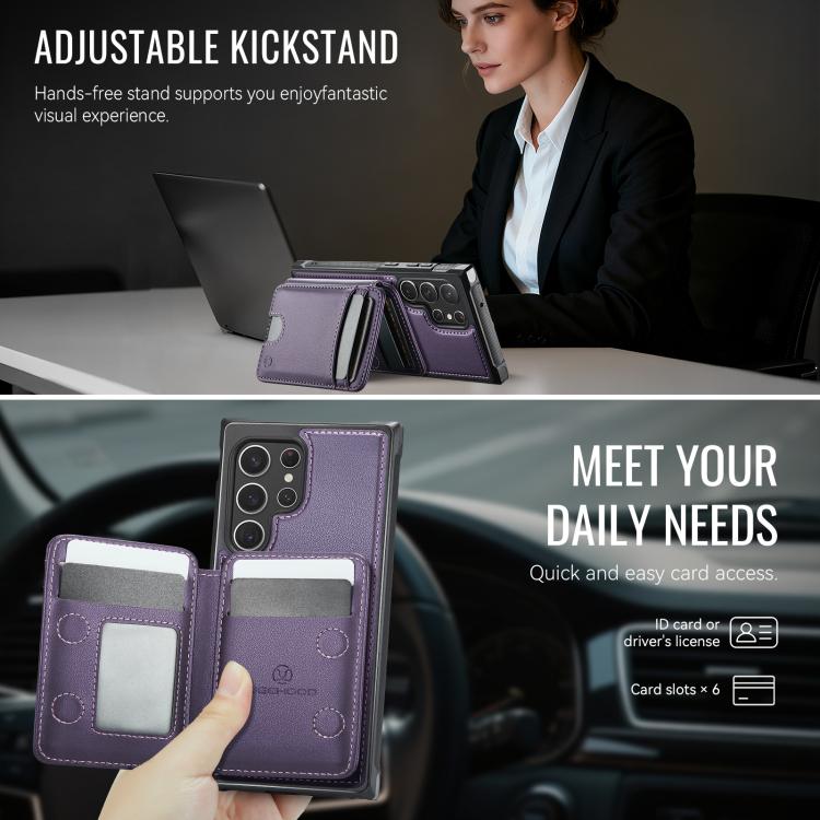 JEEHOOD J10 Flip Card Bag MagSafe Split RFID Leather Phone Case, For Samsung Galaxy S22 Ultra 5G, For Samsung Galaxy S22+ 5G, For Samsung Galaxy S22 5G, For Samsung Galaxy S21 FE 5G, For Samsung Galaxy S20 Ultra 5G, For Samsung Galaxy S20+ 5G          ...