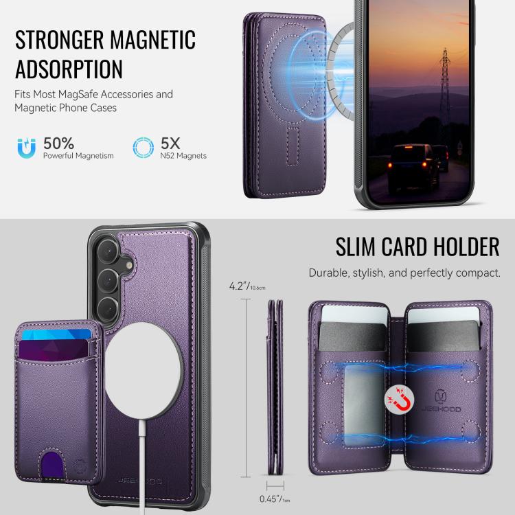 JEEHOOD J10 Flip Card Bag MagSafe Split RFID Leather Phone Case, For Samsung Galaxy S24 FE 5G, For Samsung Galaxy S24 Ultra 5G, For Samsung Galaxy S24+ 5G, For Samsung Galaxy S24 5G, For Samsung Galaxy S23 FE 5G, For Samsung Galaxy S23 Ultra 5G        ...