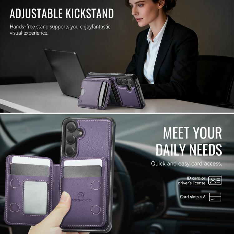 JEEHOOD J10 Flip Card Bag MagSafe Split RFID Leather Phone Case, For Samsung Galaxy S24 FE 5G, For Samsung Galaxy S24 Ultra 5G, For Samsung Galaxy S24+ 5G, For Samsung Galaxy S24 5G, For Samsung Galaxy S23 FE 5G, For Samsung Galaxy S23 Ultra 5G        ...