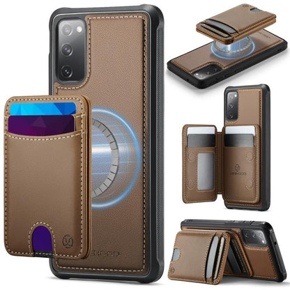 JEEHOOD J10 Flip Card Bag MagSafe Split RFID Leather Phone Case, For Samsung Galaxy S24 FE 5G, For Samsung Galaxy S24 Ultra 5G, For Samsung Galaxy S24+ 5G, For Samsung Galaxy S24 5G, For Samsung Galaxy S23 FE 5G, For Samsung Galaxy S23 Ultra 5G        ...