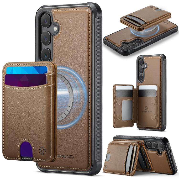 JEEHOOD J10 Flip Card Bag MagSafe Split RFID Leather Phone Case, For Galaxy S26 FE 5G, For Samsung Galaxy S26+ 5G, For Samsung Galaxy S26 Ultra 5G, For Samsung Galaxy S26 5G, For Galaxy S25 FE 5G, For Samsung Galaxy S25 Edge 5G, For Samsung Galaxy S25 ...
