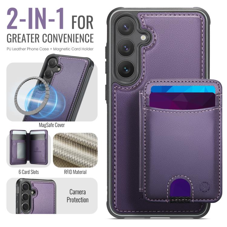 JEEHOOD J10 Flip Card Bag MagSafe Split RFID Leather Phone Case, For Galaxy S26 FE 5G, For Samsung Galaxy S26+ 5G, For Samsung Galaxy S26 Ultra 5G, For Samsung Galaxy S26 5G, For Galaxy S25 FE 5G, For Samsung Galaxy S25 Edge 5G, For Samsung Galaxy S25 ...