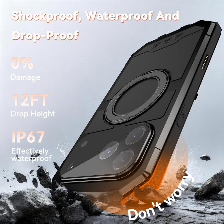 R-JUST Life Waterproof Dustproof MagSafe Magnetic Holder Phone Case