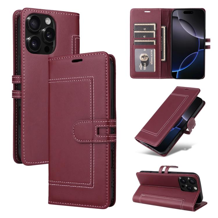 Stitched Magnetic Buckle Leather Phone Case