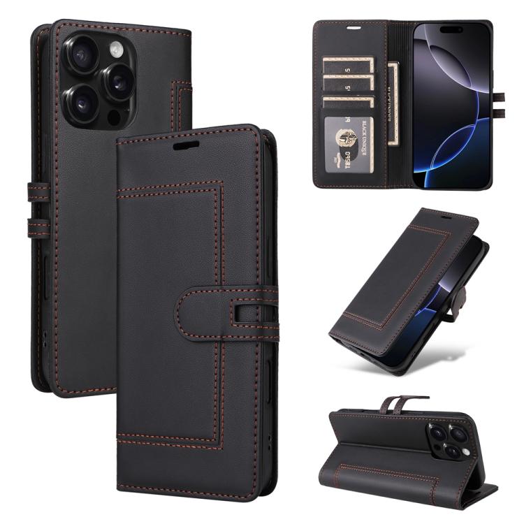 Stitched Magnetic Buckle Leather Phone Case