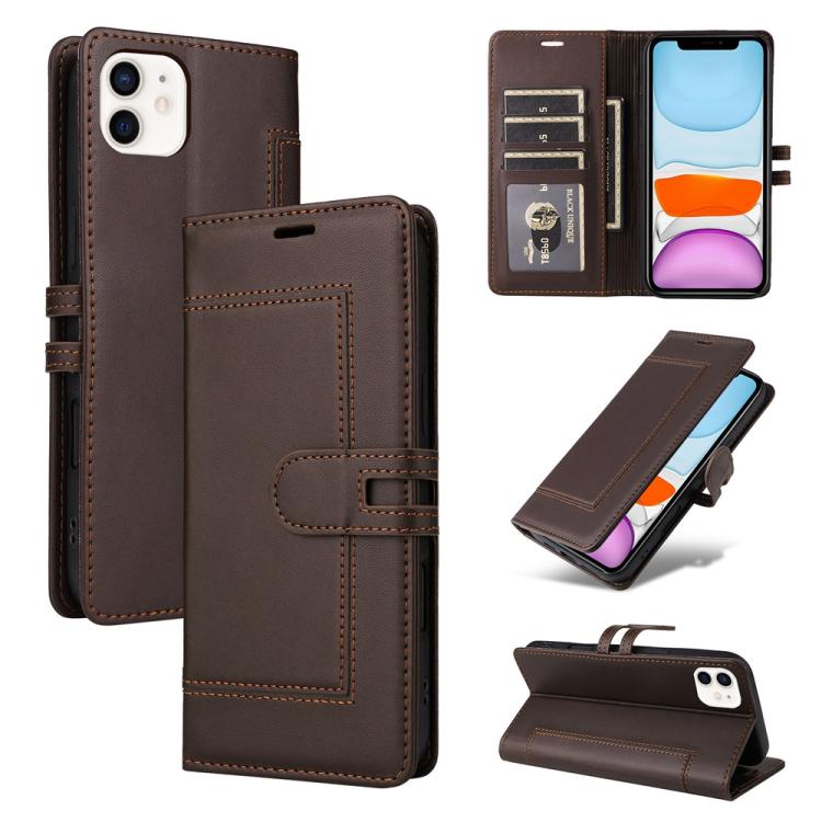 Stitched Magnetic Buckle Leather Phone Case