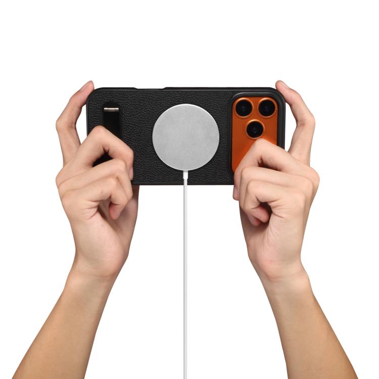 Denior A25 Litchi Texture MagSafe Phone Case with Holder