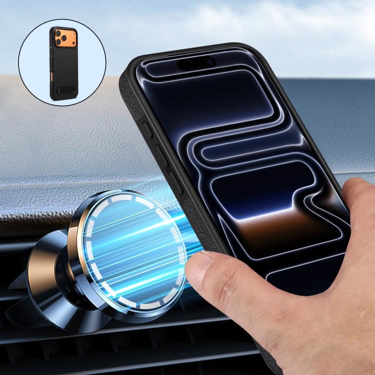 Denior A25 Litchi Texture MagSafe Phone Case with Holder