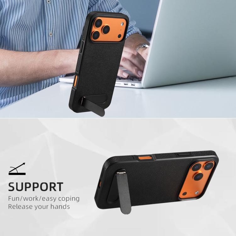 Denior A25 Litchi Texture MagSafe Phone Case with Holder