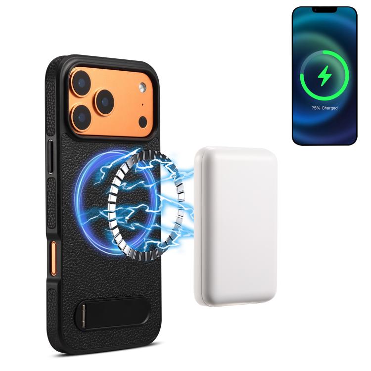 Denior A25 Litchi Texture MagSafe Phone Case with Holder