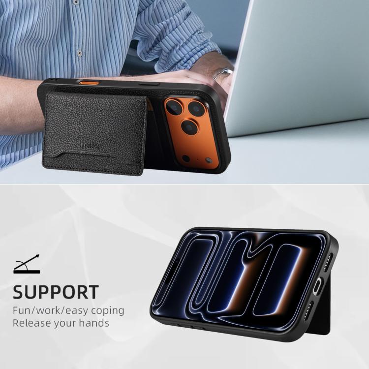 Denior D30 Calf Texture MagSafe Card Bag Phone Case