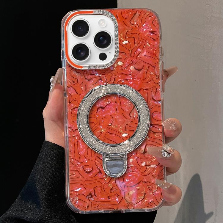 Ink Rhythm Colorful Shell Pattern TPU Hybrid IMD Phone Case with Glitter Holder