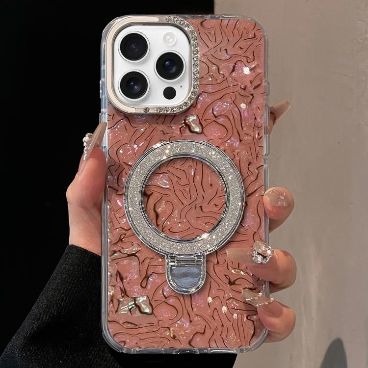 Ink Rhythm Colorful Shell Pattern TPU Hybrid IMD Phone Case with Glitter Holder