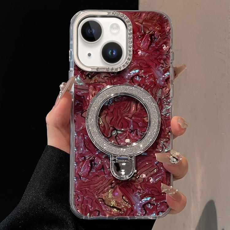 Ink Rhythm Colorful Shell Pattern TPU Hybrid IMD Phone Case with Glitter Holder