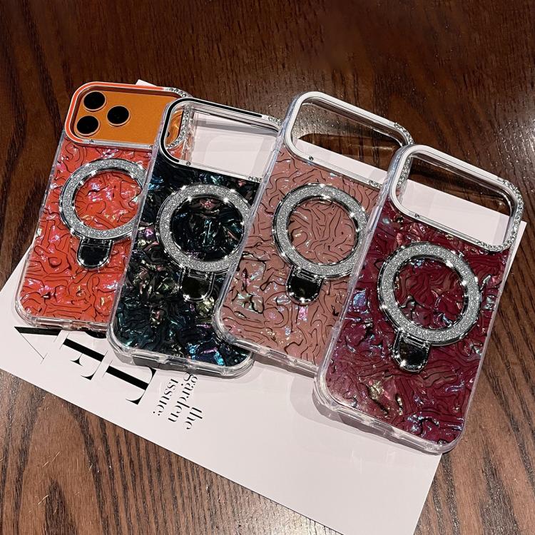 Ink Rhythm Colorful Shell Pattern TPU Hybrid IMD Phone Case with Glitter Holder