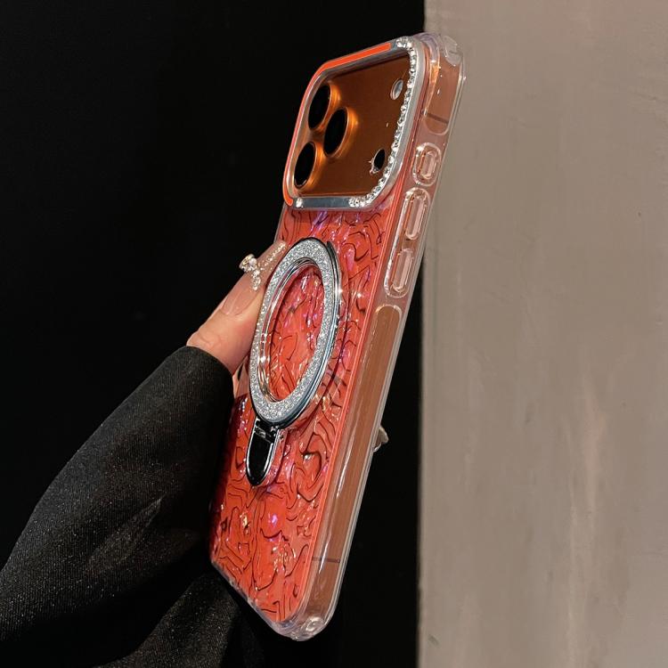 Ink Rhythm Colorful Shell Pattern TPU Hybrid IMD Phone Case with Glitter Holder