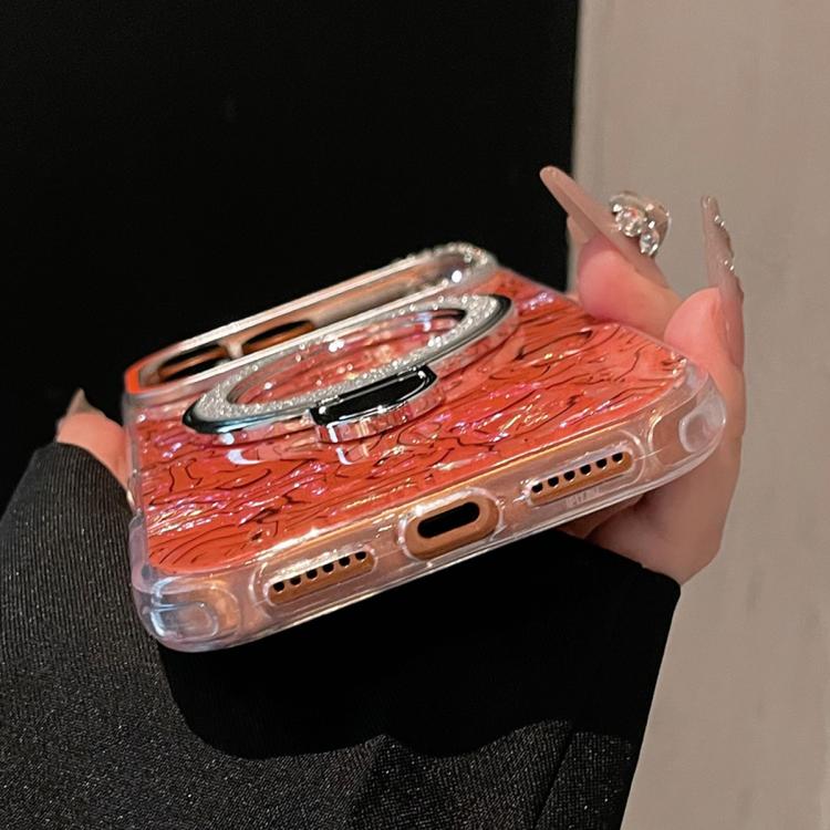 Ink Rhythm Colorful Shell Pattern TPU Hybrid IMD Phone Case with Glitter Holder