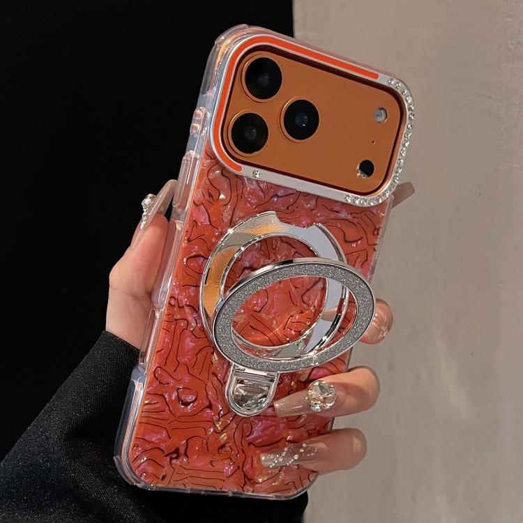 Ink Rhythm Colorful Shell Pattern TPU Hybrid IMD Phone Case with Glitter Holder