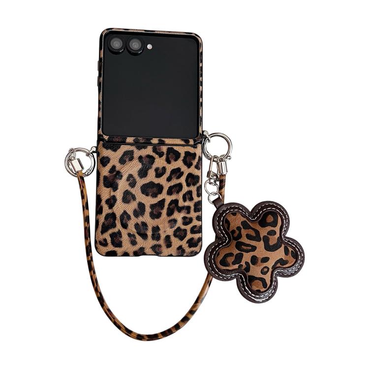 Side Buckle MagSafe Magnetic Skin Feel Leopard PC Phone Case with Strap