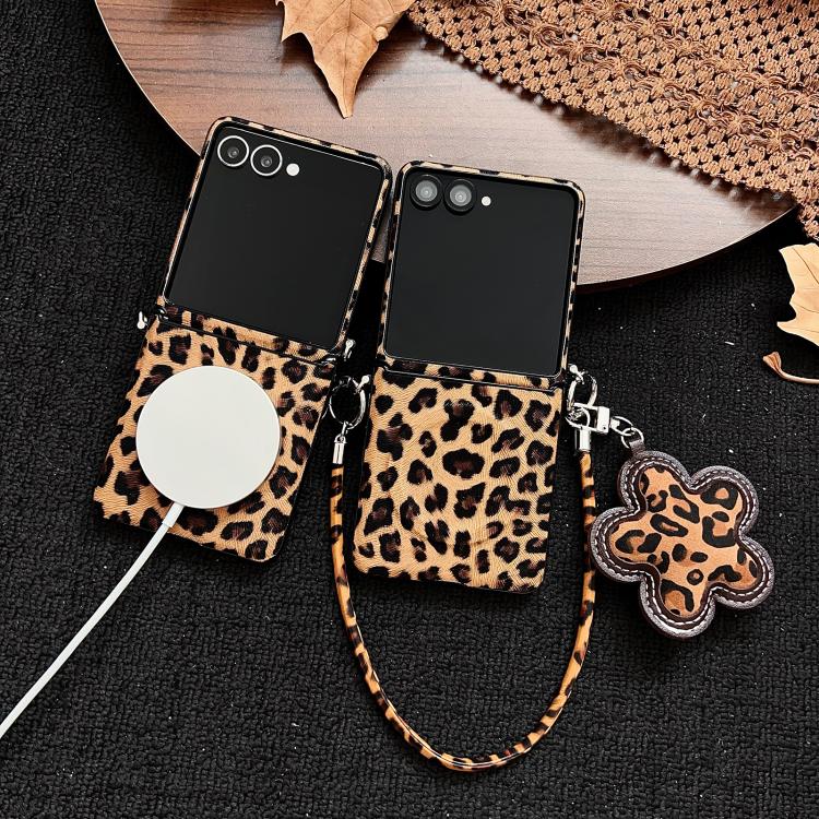 Side Buckle MagSafe Magnetic Skin Feel Leopard PC Phone Case with Strap