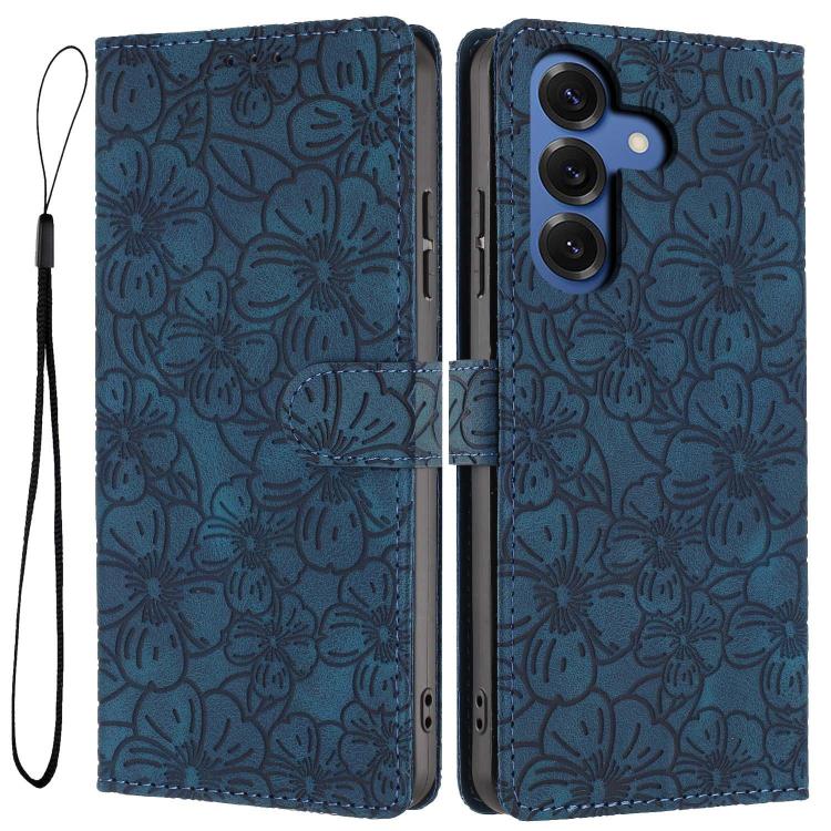 Cherry Blossoms Embossed Leather Phone Case, For Samsung Galaxy S26 Edge 5G, For Samsung Galaxy S26 Ultra 5G, For Samsung Galaxy S26 5G, For Samsung Galaxy S25 FE 5G, For Samsung Galaxy S25 Edge 5G, For Samsung Galaxy S25 5G