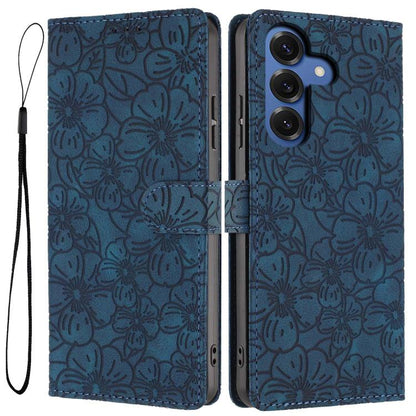 Cherry Blossoms Embossed Leather Phone Case, For Samsung Galaxy S26 Edge 5G, For Samsung Galaxy S26 Ultra 5G, For Samsung Galaxy S26 5G, For Samsung Galaxy S25 FE 5G, For Samsung Galaxy S25 Edge 5G, For Samsung Galaxy S25 5G