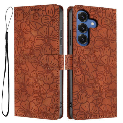 Cherry Blossoms Embossed Leather Phone Case, For Samsung Galaxy S26 Edge 5G, For Samsung Galaxy S26 Ultra 5G, For Samsung Galaxy S26 5G, For Samsung Galaxy S25 FE 5G, For Samsung Galaxy S25 Edge 5G, For Samsung Galaxy S25 5G