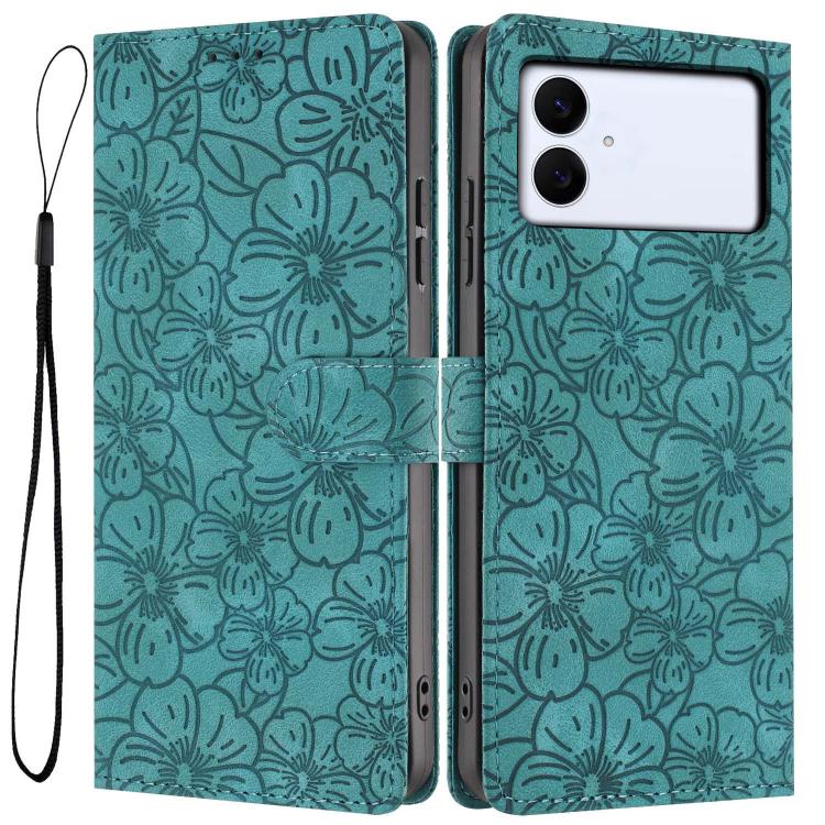 Cherry Blossoms Embossed Leather Phone Case, For Samsung Galaxy S26 Edge 5G, For Samsung Galaxy S26 Ultra 5G, For Samsung Galaxy S26 5G, For Samsung Galaxy S25 FE 5G, For Samsung Galaxy S25 Edge 5G, For Samsung Galaxy S25 5G