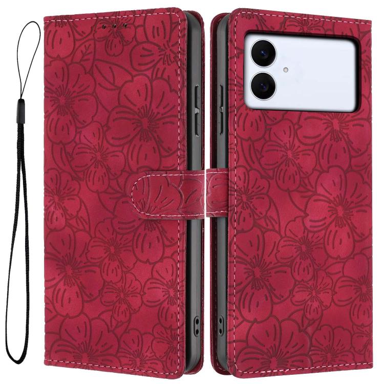 Cherry Blossoms Embossed Leather Phone Case, For Samsung Galaxy S26 Edge 5G, For Samsung Galaxy S26 Ultra 5G, For Samsung Galaxy S26 5G, For Samsung Galaxy S25 FE 5G, For Samsung Galaxy S25 Edge 5G, For Samsung Galaxy S25 5G