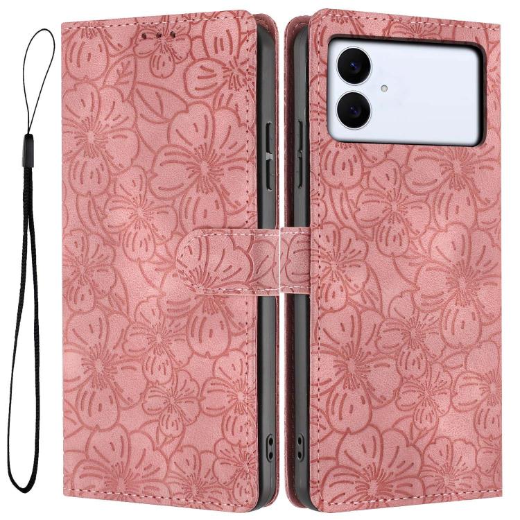 Cherry Blossoms Embossed Leather Phone Case, For Samsung Galaxy S26 Edge 5G, For Samsung Galaxy S26 Ultra 5G, For Samsung Galaxy S26 5G, For Samsung Galaxy S25 FE 5G, For Samsung Galaxy S25 Edge 5G, For Samsung Galaxy S25 5G