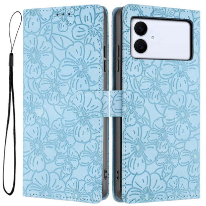 Cherry Blossoms Embossed Leather Phone Case, For Samsung Galaxy S26 Edge 5G, For Samsung Galaxy S26 Ultra 5G, For Samsung Galaxy S26 5G, For Samsung Galaxy S25 FE 5G, For Samsung Galaxy S25 Edge 5G, For Samsung Galaxy S25 5G