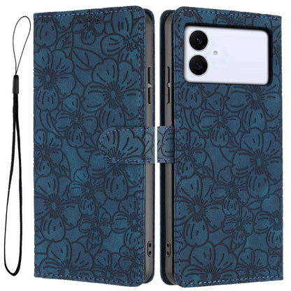Cherry Blossoms Embossed Leather Phone Case, For Samsung Galaxy S26 Edge 5G, For Samsung Galaxy S26 Ultra 5G, For Samsung Galaxy S26 5G, For Samsung Galaxy S25 FE 5G, For Samsung Galaxy S25 Edge 5G, For Samsung Galaxy S25 5G