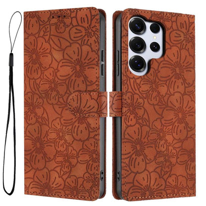 Cherry Blossoms Embossed Leather Phone Case, For Samsung Galaxy S26 Edge 5G, For Samsung Galaxy S26 Ultra 5G, For Samsung Galaxy S26 5G, For Samsung Galaxy S25 FE 5G, For Samsung Galaxy S25 Edge 5G, For Samsung Galaxy S25 5G
