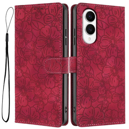 Cherry Blossoms Embossed Leather Phone Case, For Samsung Galaxy S26 Edge 5G, For Samsung Galaxy S26 Ultra 5G, For Samsung Galaxy S26 5G, For Samsung Galaxy S25 FE 5G, For Samsung Galaxy S25 Edge 5G, For Samsung Galaxy S25 5G