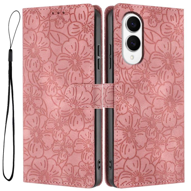 Cherry Blossoms Embossed Leather Phone Case, For Samsung Galaxy S26 Edge 5G, For Samsung Galaxy S26 Ultra 5G, For Samsung Galaxy S26 5G, For Samsung Galaxy S25 FE 5G, For Samsung Galaxy S25 Edge 5G, For Samsung Galaxy S25 5G