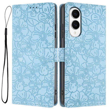 Cherry Blossoms Embossed Leather Phone Case, For Samsung Galaxy S26 Edge 5G, For Samsung Galaxy S26 Ultra 5G, For Samsung Galaxy S26 5G, For Samsung Galaxy S25 FE 5G, For Samsung Galaxy S25 Edge 5G, For Samsung Galaxy S25 5G
