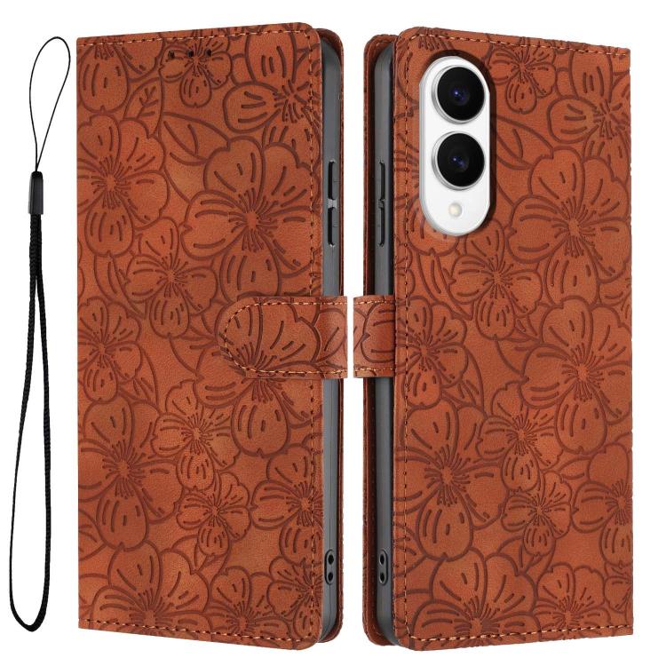 Cherry Blossoms Embossed Leather Phone Case, For Samsung Galaxy S26 Edge 5G, For Samsung Galaxy S26 Ultra 5G, For Samsung Galaxy S26 5G, For Samsung Galaxy S25 FE 5G, For Samsung Galaxy S25 Edge 5G, For Samsung Galaxy S25 5G
