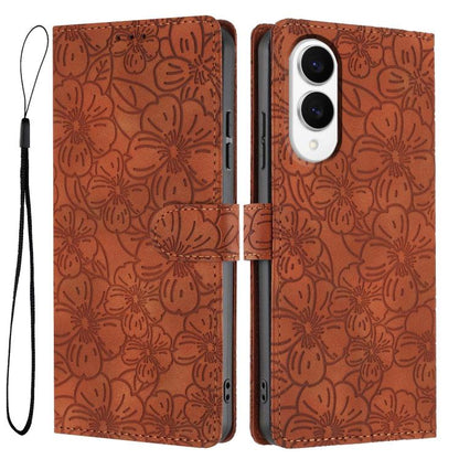 Cherry Blossoms Embossed Leather Phone Case, For Samsung Galaxy S26 Edge 5G, For Samsung Galaxy S26 Ultra 5G, For Samsung Galaxy S26 5G, For Samsung Galaxy S25 FE 5G, For Samsung Galaxy S25 Edge 5G, For Samsung Galaxy S25 5G