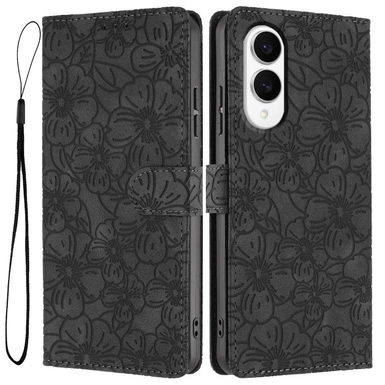 Cherry Blossoms Embossed Leather Phone Case, For Samsung Galaxy S26 Edge 5G, For Samsung Galaxy S26 Ultra 5G, For Samsung Galaxy S26 5G, For Samsung Galaxy S25 FE 5G, For Samsung Galaxy S25 Edge 5G, For Samsung Galaxy S25 5G