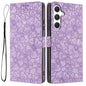 Cherry Blossoms Embossed Leather Phone Case, For Samsung Galaxy S26 Edge 5G, For Samsung Galaxy S26 Ultra 5G, For Samsung Galaxy S26 5G, For Samsung Galaxy S25 FE 5G, For Samsung Galaxy S25 Edge 5G, For Samsung Galaxy S25 5G