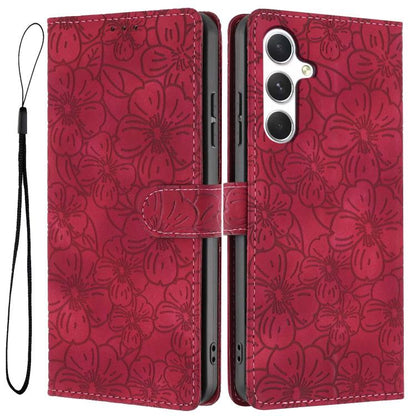 Cherry Blossoms Embossed Leather Phone Case, For Samsung Galaxy S26 Edge 5G, For Samsung Galaxy S26 Ultra 5G, For Samsung Galaxy S26 5G, For Samsung Galaxy S25 FE 5G, For Samsung Galaxy S25 Edge 5G, For Samsung Galaxy S25 5G