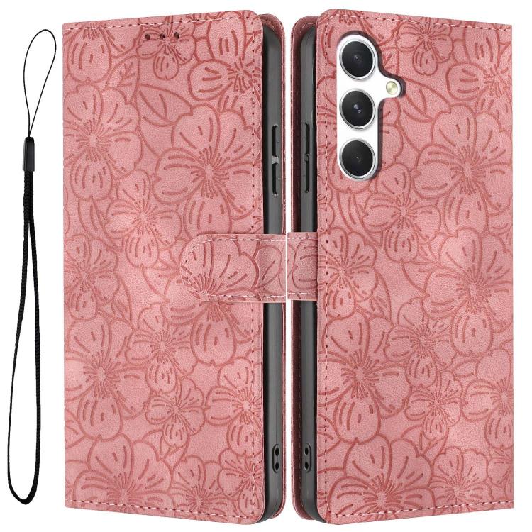 Cherry Blossoms Embossed Leather Phone Case, For Samsung Galaxy S26 Edge 5G, For Samsung Galaxy S26 Ultra 5G, For Samsung Galaxy S26 5G, For Samsung Galaxy S25 FE 5G, For Samsung Galaxy S25 Edge 5G, For Samsung Galaxy S25 5G