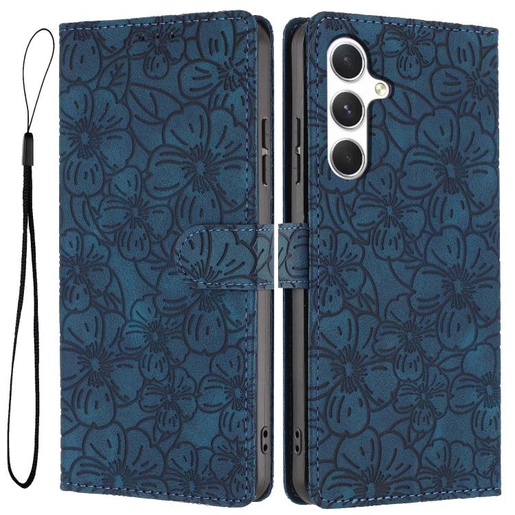 Cherry Blossoms Embossed Leather Phone Case, For Samsung Galaxy S26 Edge 5G, For Samsung Galaxy S26 Ultra 5G, For Samsung Galaxy S26 5G, For Samsung Galaxy S25 FE 5G, For Samsung Galaxy S25 Edge 5G, For Samsung Galaxy S25 5G