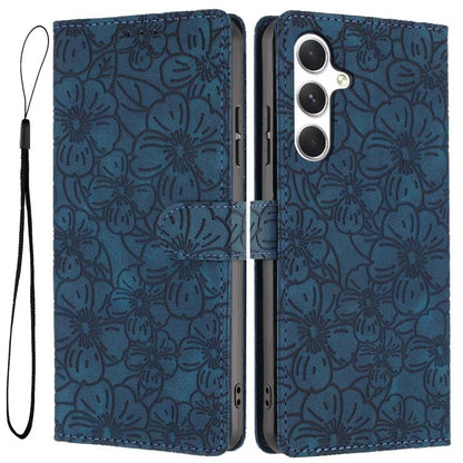 Cherry Blossoms Embossed Leather Phone Case, For Samsung Galaxy S26 Edge 5G, For Samsung Galaxy S26 Ultra 5G, For Samsung Galaxy S26 5G, For Samsung Galaxy S25 FE 5G, For Samsung Galaxy S25 Edge 5G, For Samsung Galaxy S25 5G