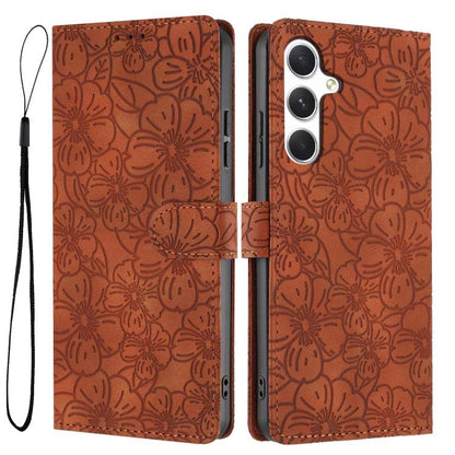 Cherry Blossoms Embossed Leather Phone Case, For Samsung Galaxy S26 Edge 5G, For Samsung Galaxy S26 Ultra 5G, For Samsung Galaxy S26 5G, For Samsung Galaxy S25 FE 5G, For Samsung Galaxy S25 Edge 5G, For Samsung Galaxy S25 5G