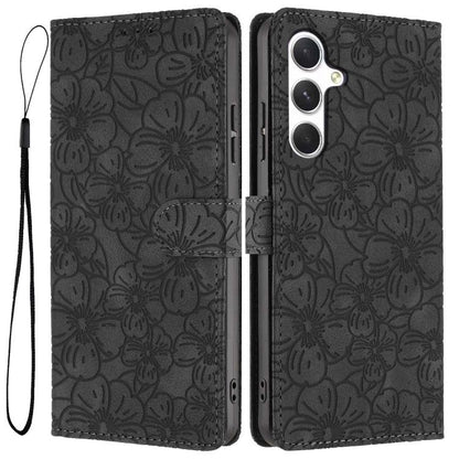 Cherry Blossoms Embossed Leather Phone Case, For Samsung Galaxy S26 Edge 5G, For Samsung Galaxy S26 Ultra 5G, For Samsung Galaxy S26 5G, For Samsung Galaxy S25 FE 5G, For Samsung Galaxy S25 Edge 5G, For Samsung Galaxy S25 5G
